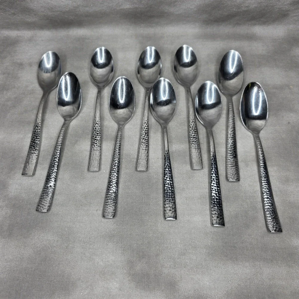 (X10) Hammered Stainless Teaspoons 6 7/8